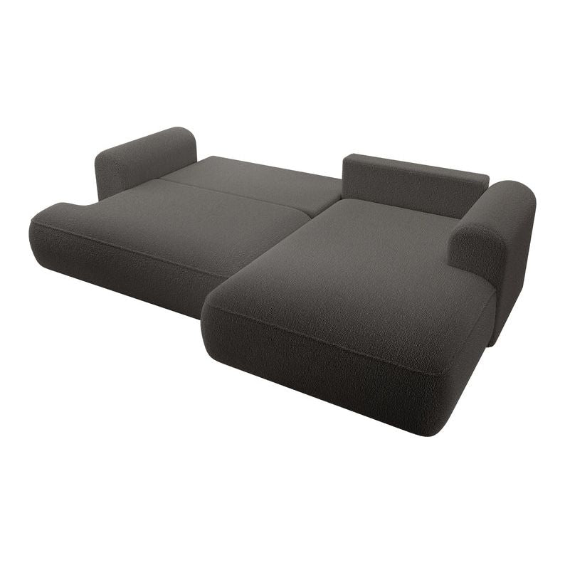 Kampinė sofa lova OVO, dešinė, tamsiai pilka boucle