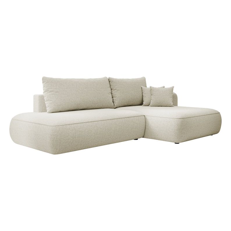 FOGA corner sofa bed, right-hand side, light beige