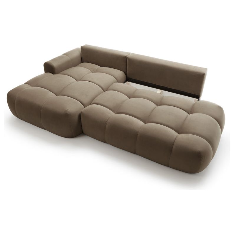 Kampinė sofa lova OMBO, kairė, rudas aksomas