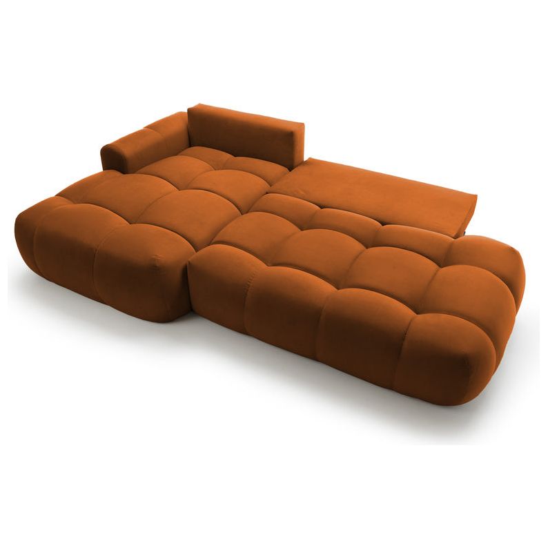 Kampinė sofa lova OMBO, kairė pusė, vario aksomas