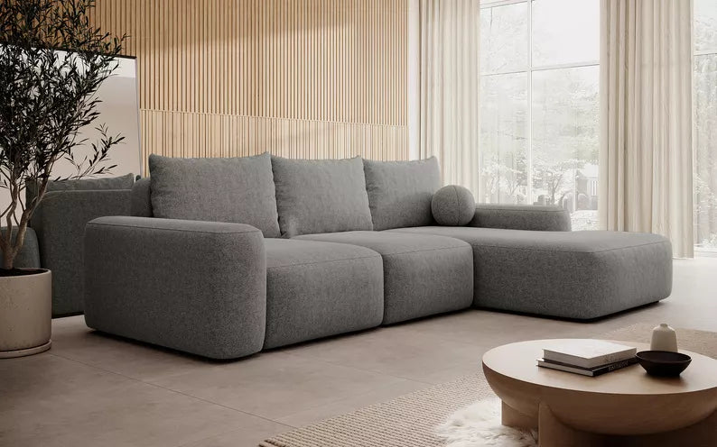 Kampinė sofa CARNOS, tamsiai pilkos spalvos