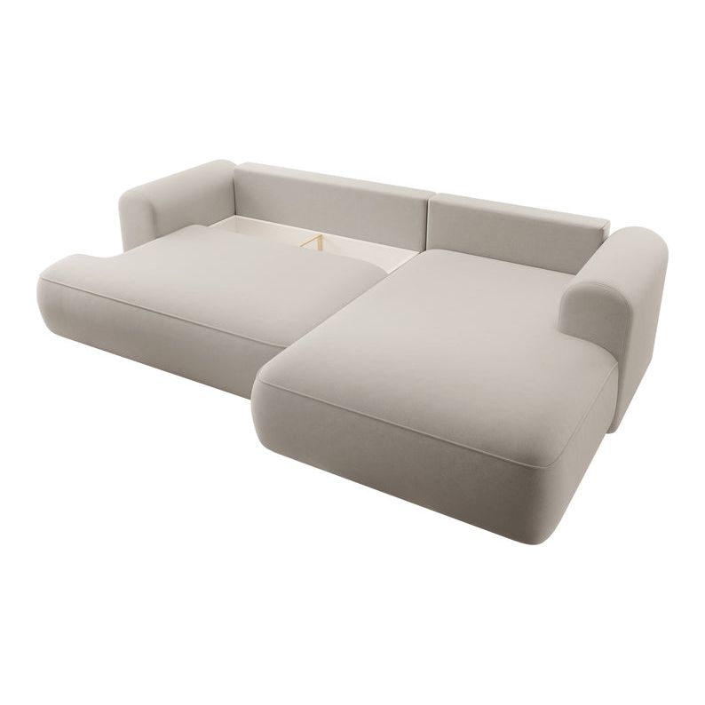 Corner sofa bed OVO, right, cream velvet