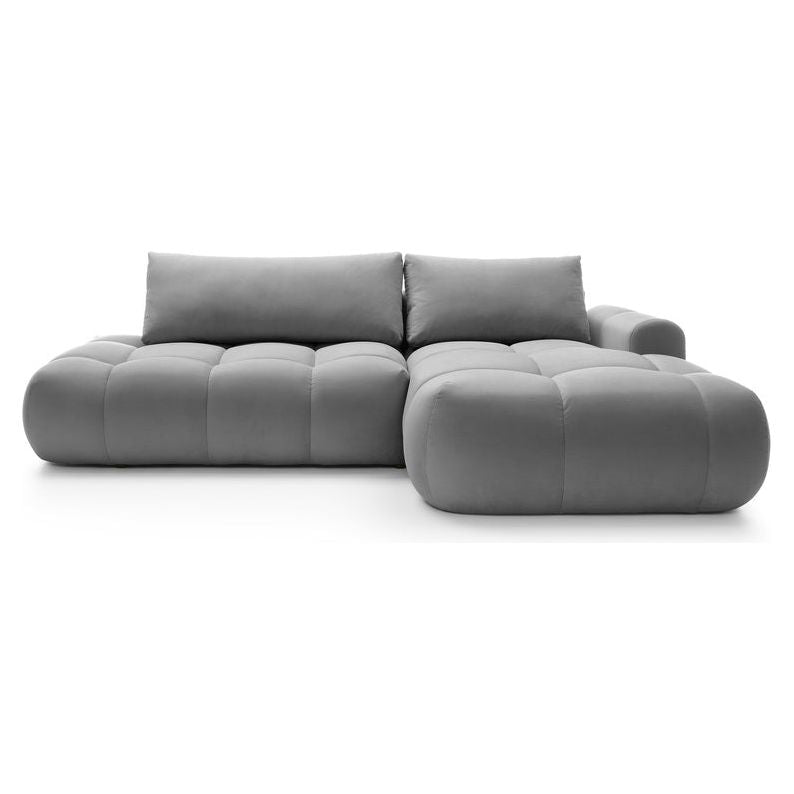 Kampinė sofa lova OMBO, dešinė, pilkas aksomas