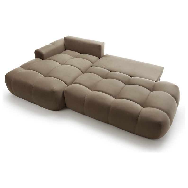 Kampinė sofa lova OMBO, kairė, rudas aksomas
