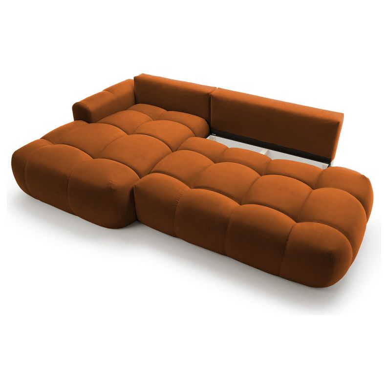 Kampinė sofa lova OMBO, kairė pusė, vario aksomas