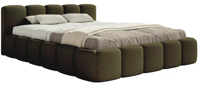 Miegamojo lova SOFTY LOW, alyvuogių boucle