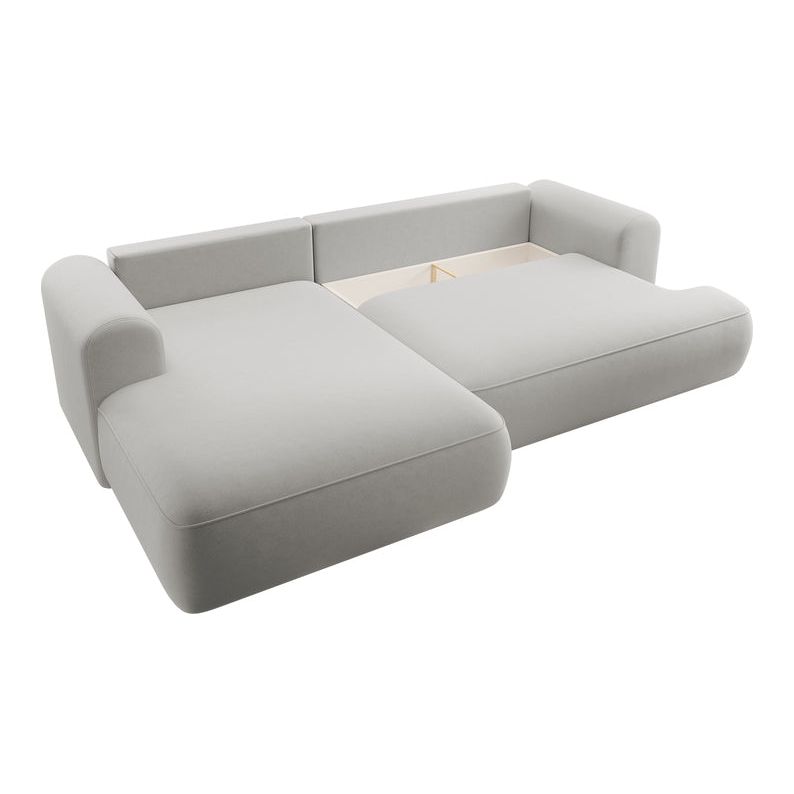 Kampinė sofa lova OVO, kairė, pilkas aksomas