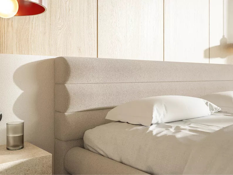 Bedroom bed FLORENCE, light beige colour