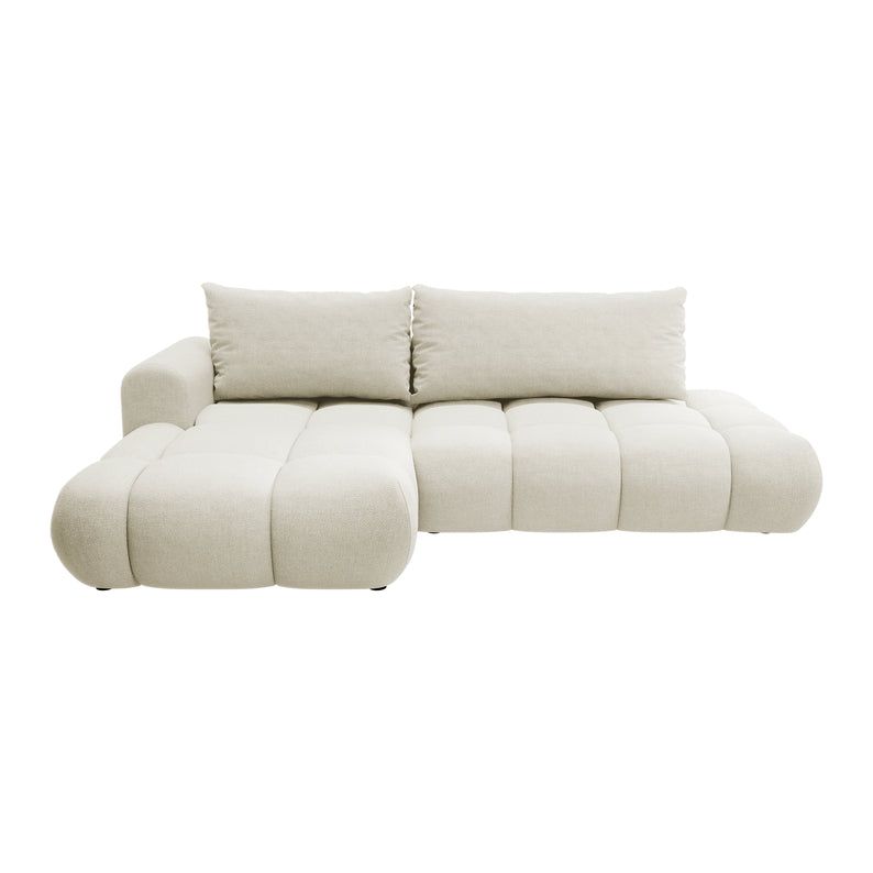 Kampinė sofa lova OMBO, kairė, natūrali