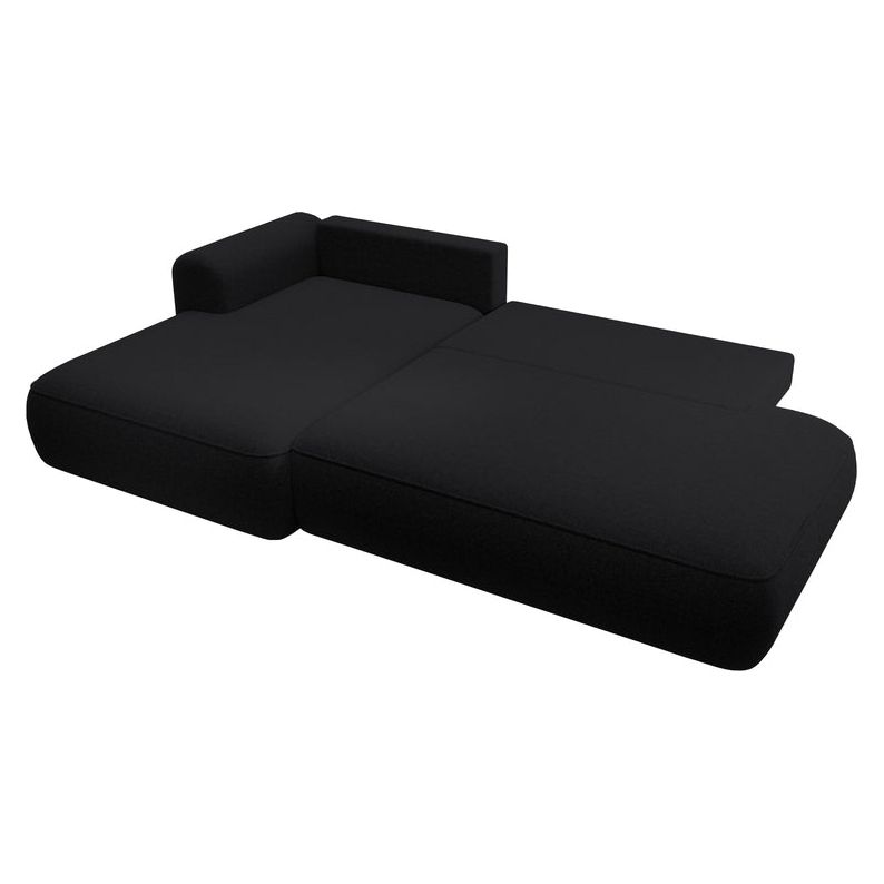 Kampinė sofa lova FOGA, dešinė pusė, juoda spalva