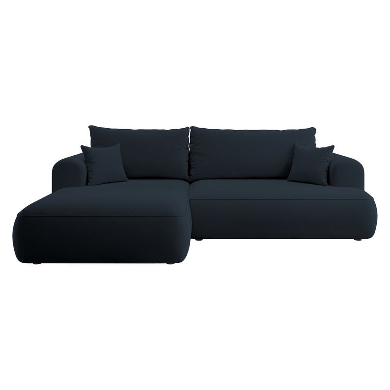 Kampinė sofa lova OVO, kairė, mėlynas aksomas