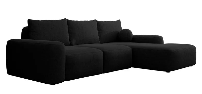 Kampinė sofa CARNOS, juodos spalvos šenilas