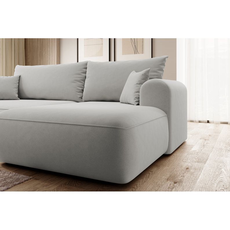 Kampinė sofa lova OVO, dešinė,pilkas aksomas