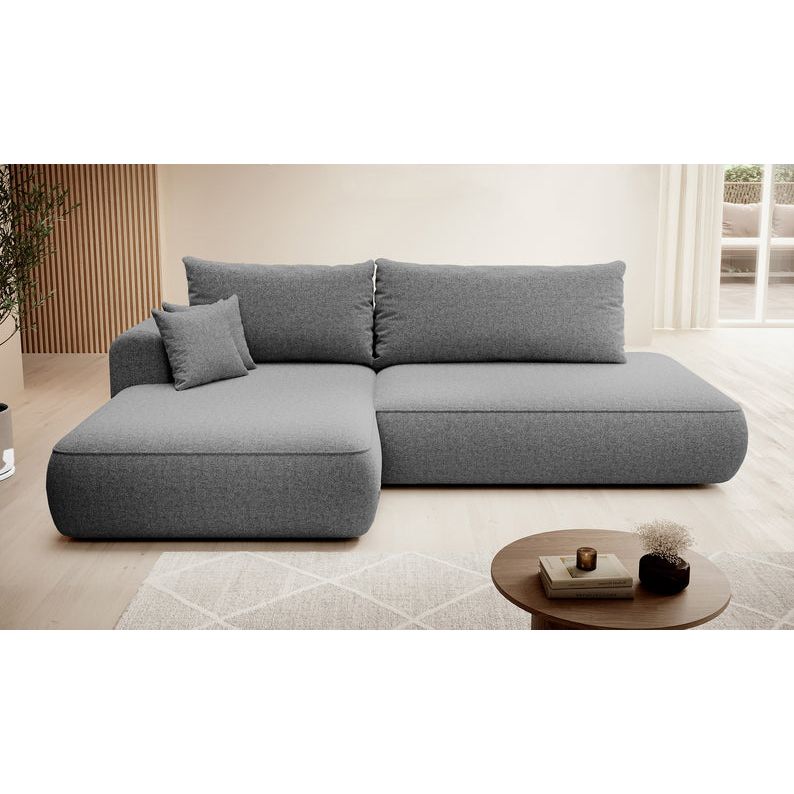 Kampinė sofa lova  FOGA, kairė pusė, pilka spalva