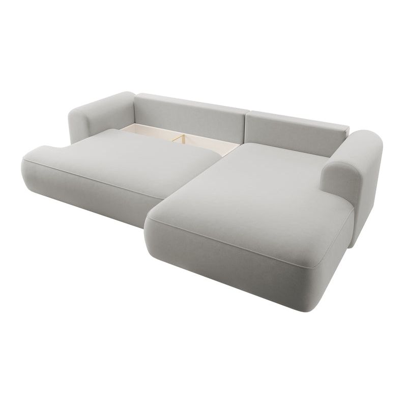 Kampinė sofa lova OVO, dešinė,pilkas aksomas