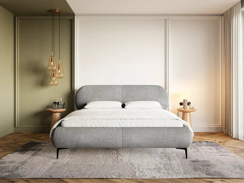 Bedroom bed VELORA, grey