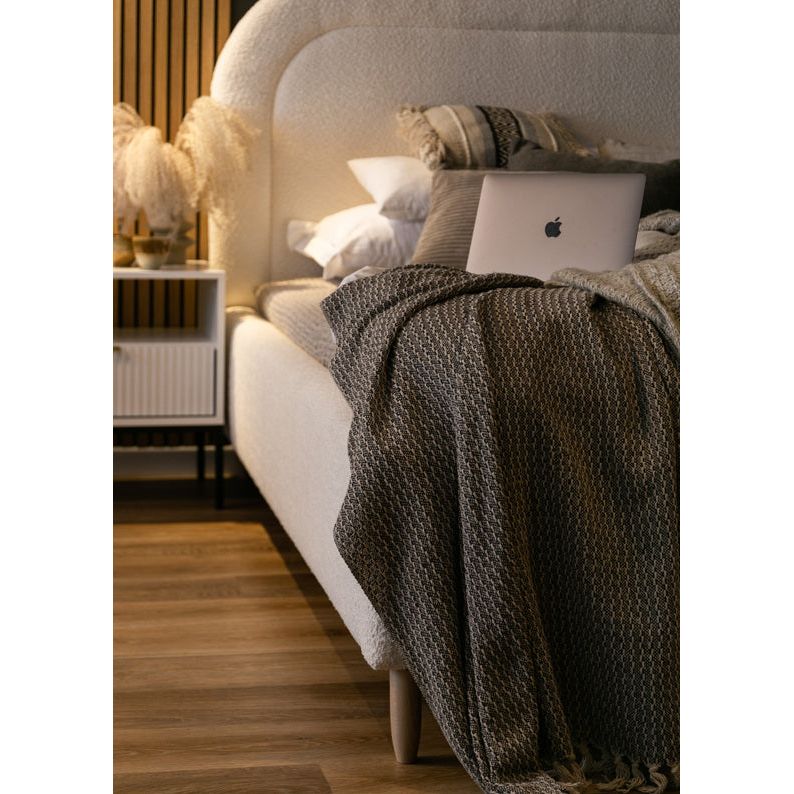Minkšta lova JOANNA, balta spalva, boucle