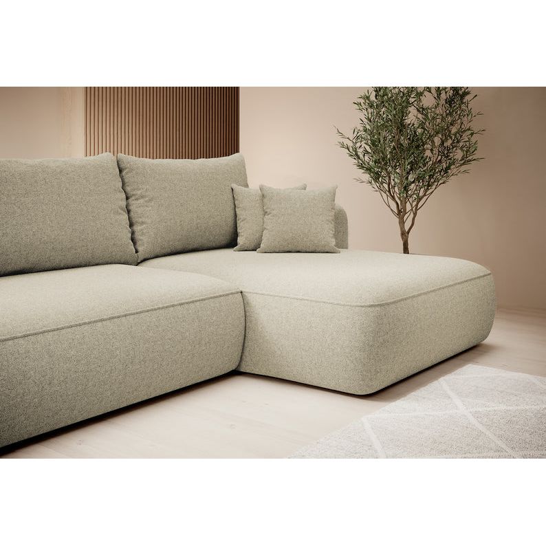 Kampinė sofa lova  FOGA, dešinė pusė, smėlio spalva