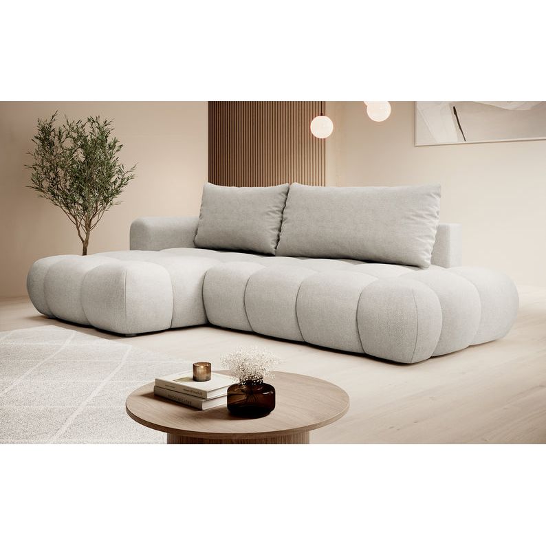 Kampinė sofa lova OMBO, kairė, šviesiai pilka