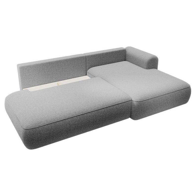 Kampinė sofa lova  FOGA, dešinė pusė, pilka spalva