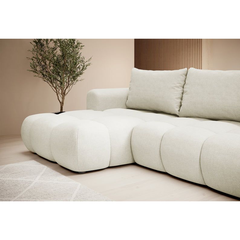Kampinė sofa lova OMBO, kairė, natūrali