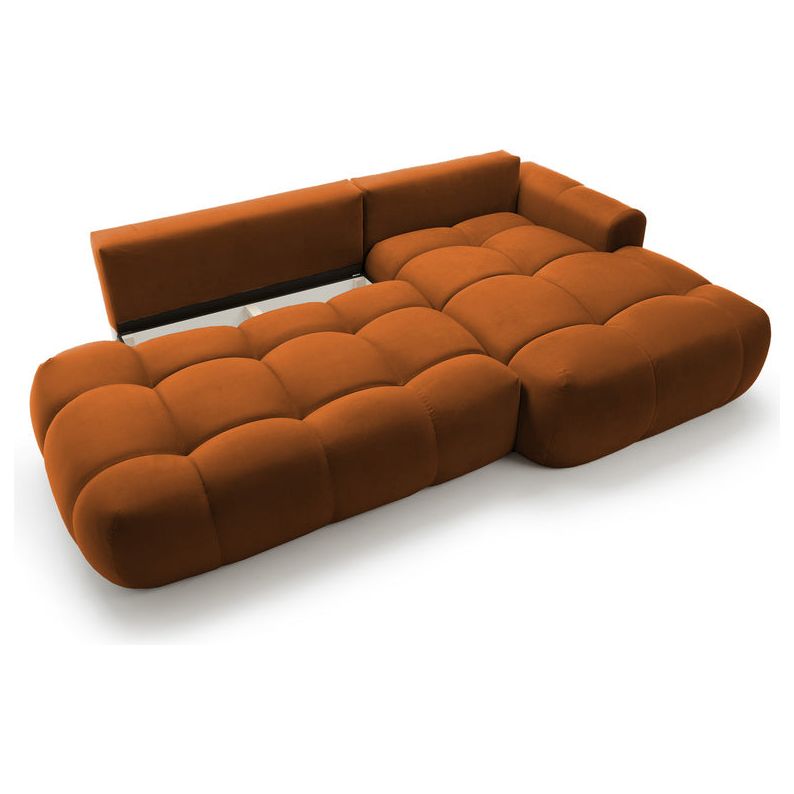 Kampinė sofa lova OMBO, dešinė, varinis aksomas