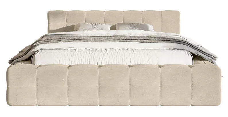 Bed JULIETTE, sand, with bedding storage