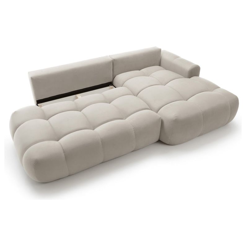 Kampinė sofa lova OMBO, dešinė, pilkai smėlio aksomas
