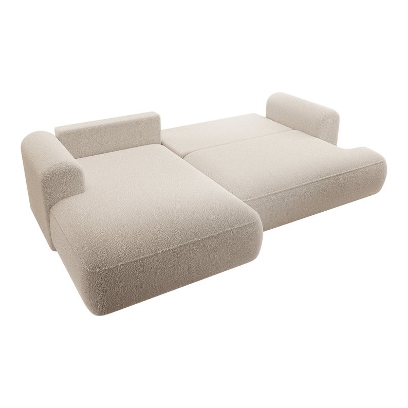 Kampinė sofa lova OVO, kairė, smėlio boucle