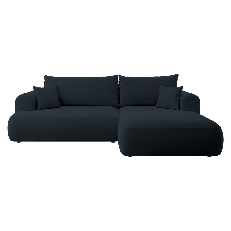 Kampinė sofa lova OVO, dešinė, mėlynas aksomas