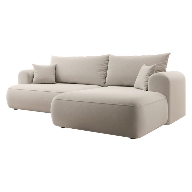 Corner sofa bed OVO, right, cream velvet