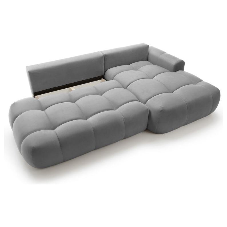 Kampinė sofa lova OMBO, dešinė, pilkas aksomas