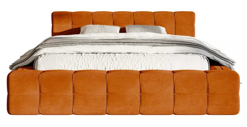 Bed JULIETTE, copper, with bedding storage