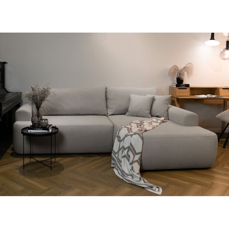 Kampinė sofa lova OVO, dešinė,pilkas aksomas