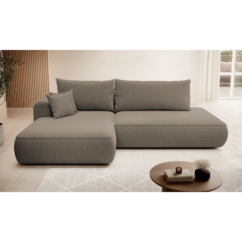 Kampinė sofa lova  FOGA, kairė pusė, ruda spalva