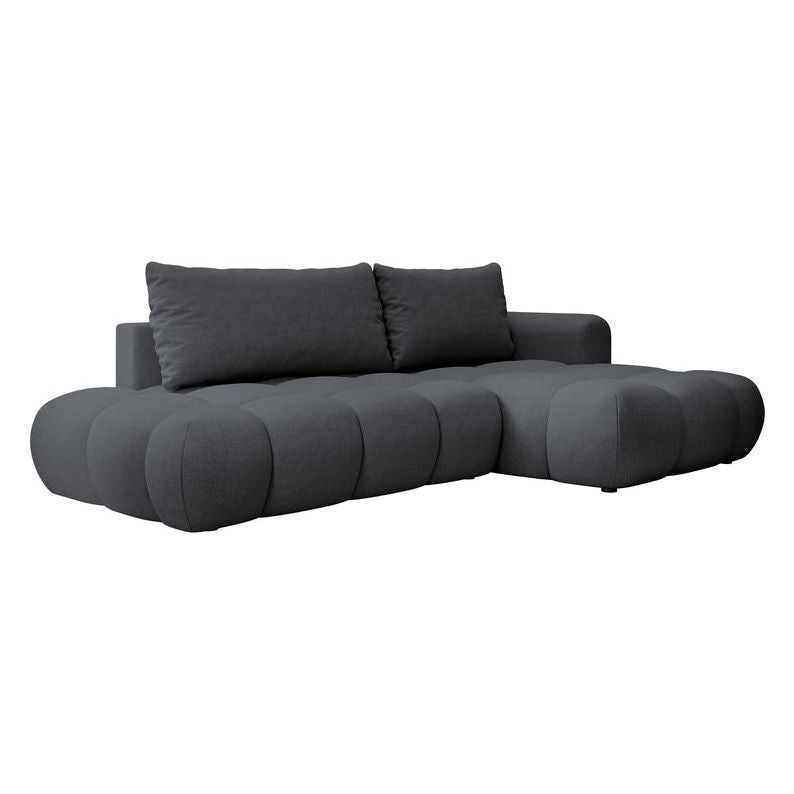 Kampinė sofa lova OMBO, dešinė, tamsiai pilka