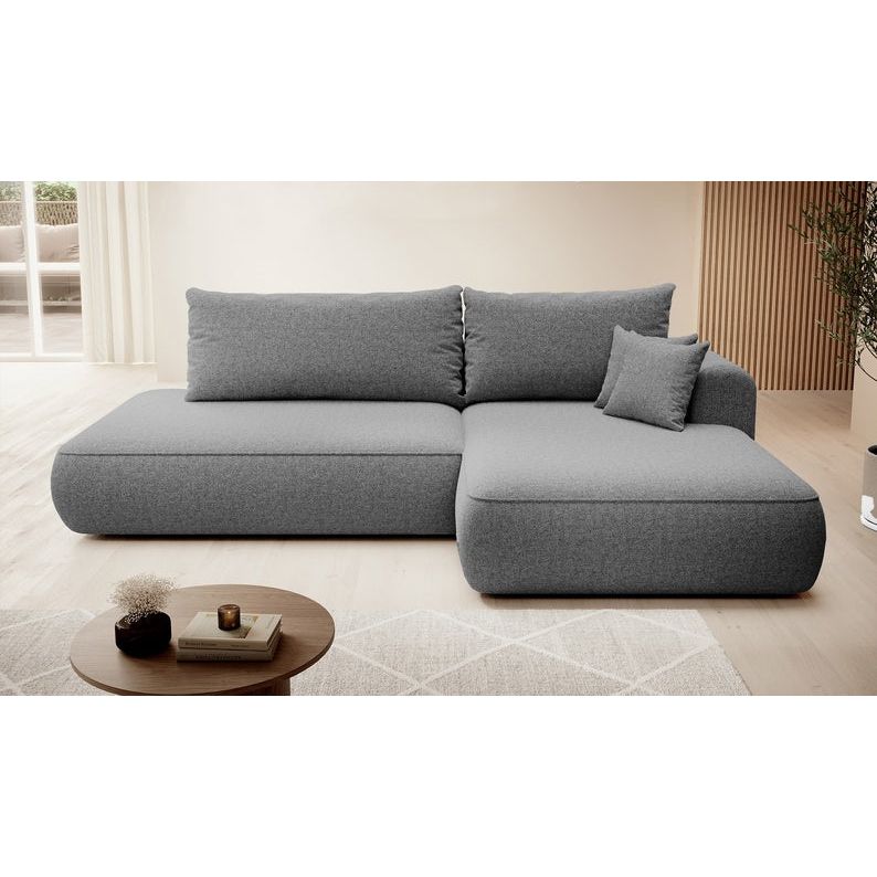 Kampinė sofa lova  FOGA, dešinė pusė, pilka spalva