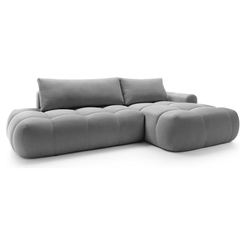 Kampinė sofa lova OMBO, dešinė, pilkas aksomas