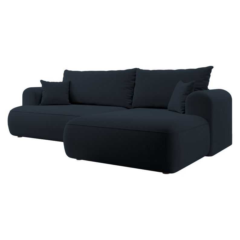 Kampinė sofa lova OVO, dešinė, mėlynas aksomas