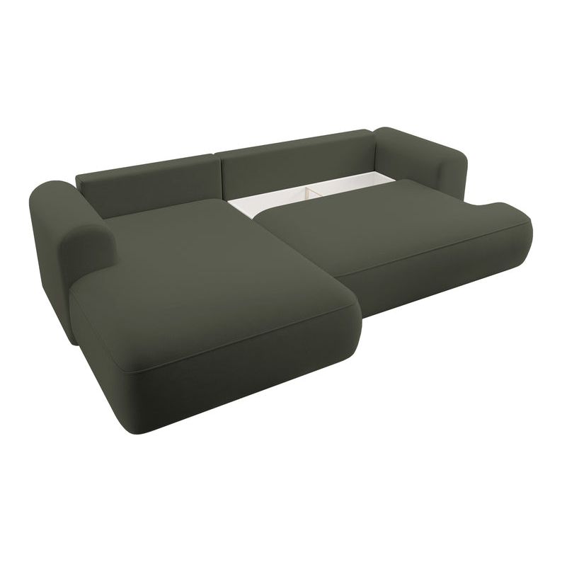 Kampinė sofa lova OVO, kairė, alyvuogių aksomas
