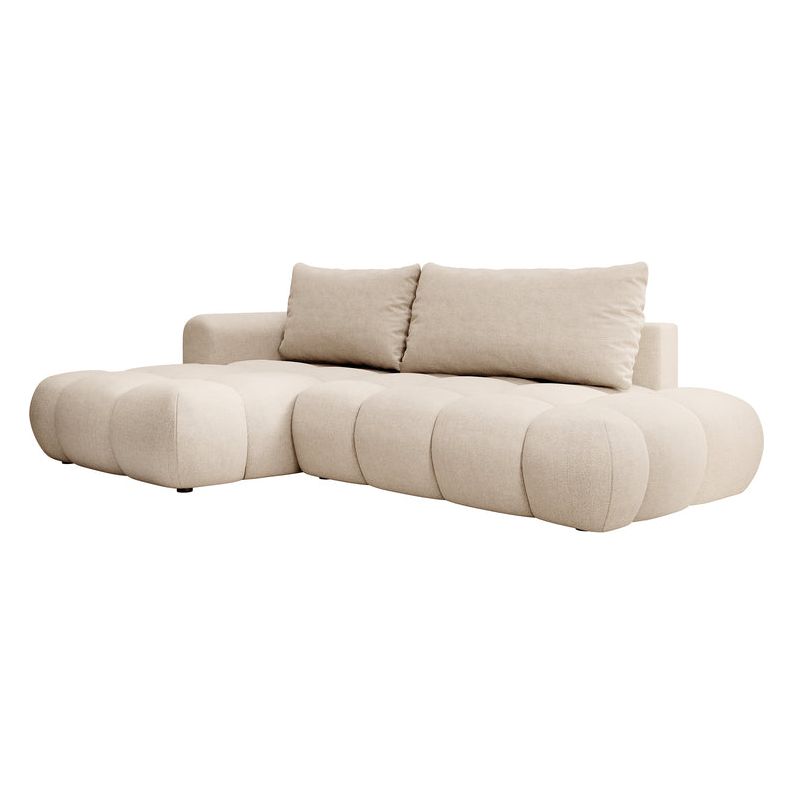 Kampinė sofa lova OMBO, kairė pusė, smėlinė