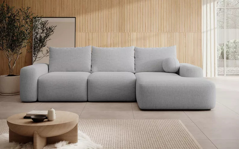Kampinė sofa CARNOS, šviesiai pilkos spalvos