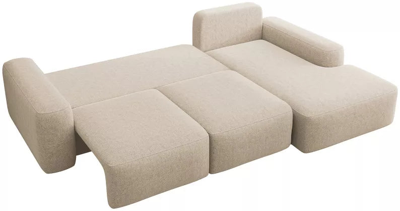 Kampinė sofa CARNOS, bežinės spalvos šenilas