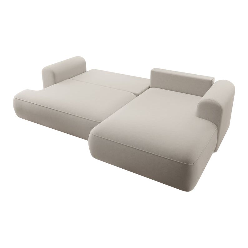 Corner sofa bed OVO, right, cream velvet