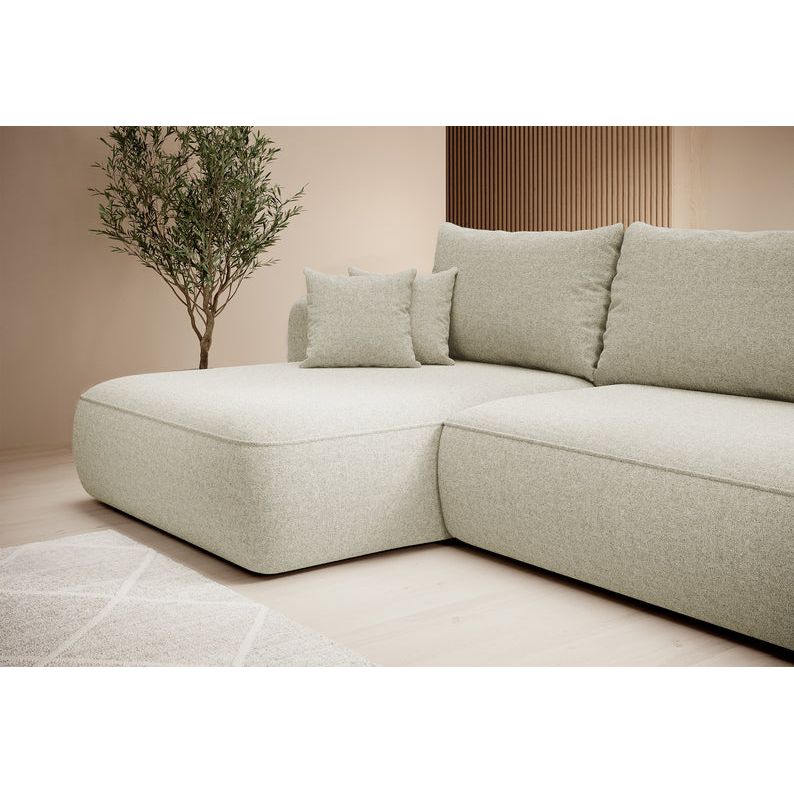 Kampinė sofa lova  FOGA, kairė pusė, šviesi smėlio spalva