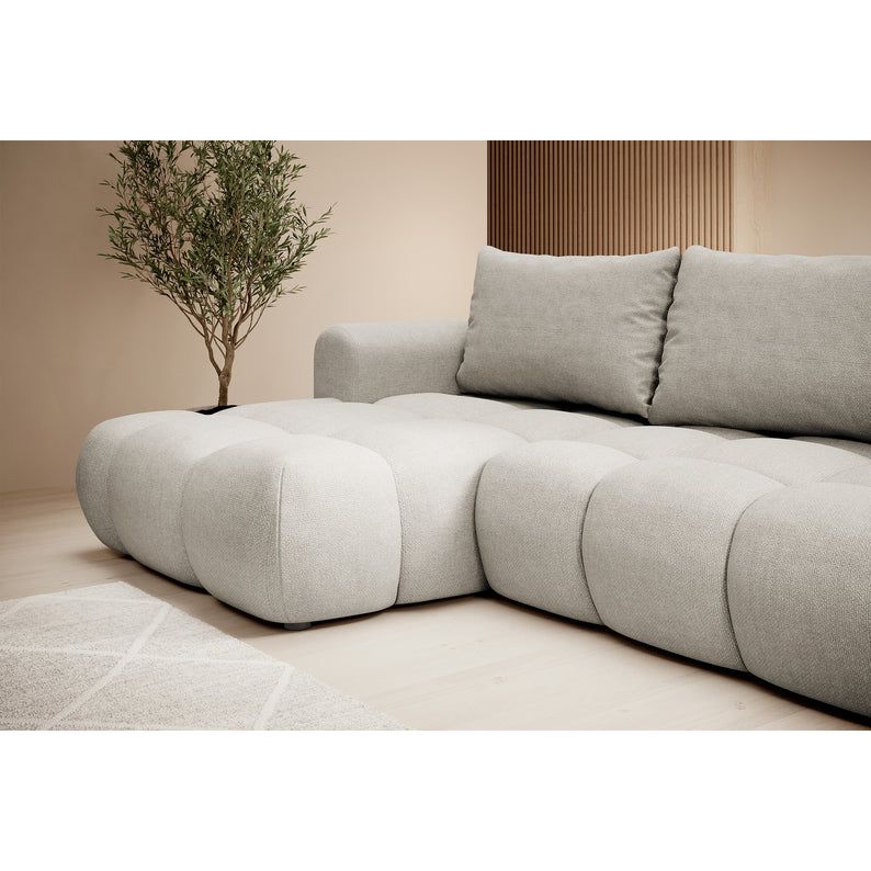 Kampinė sofa lova OMBO, kairė, šviesiai pilka