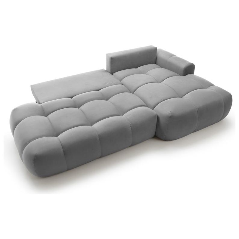 Kampinė sofa lova OMBO, dešinė, pilkas aksomas