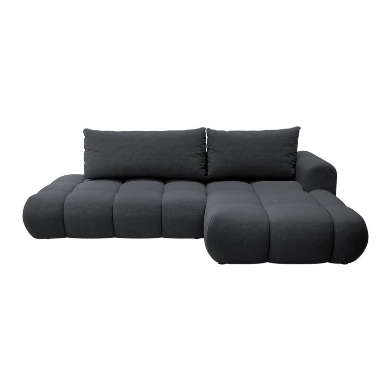 Kampinė sofa lova OMBO, dešinė, tamsiai pilka
