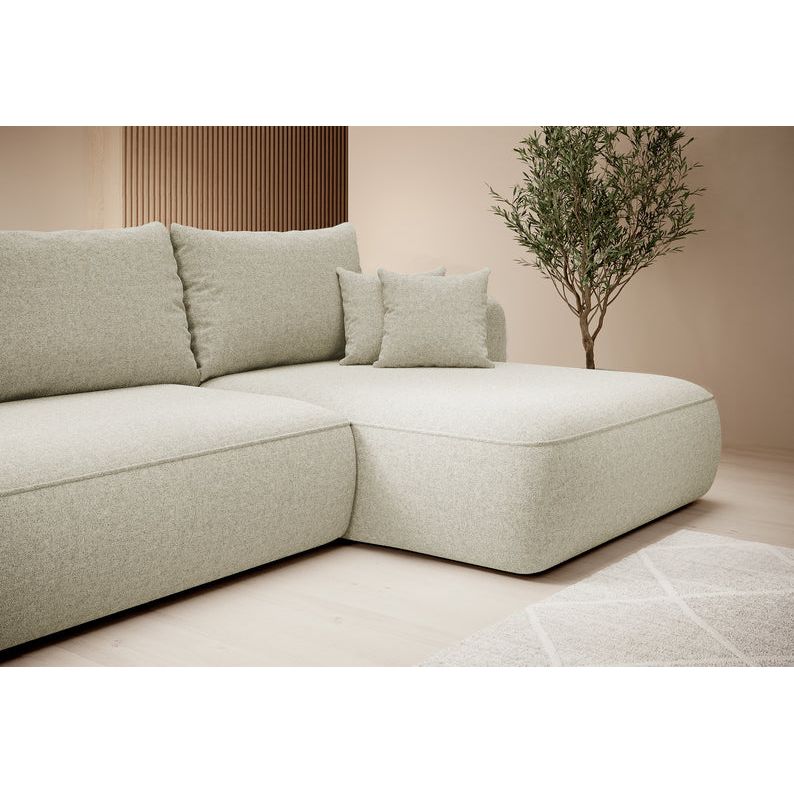 FOGA corner sofa bed, right-hand side, light beige