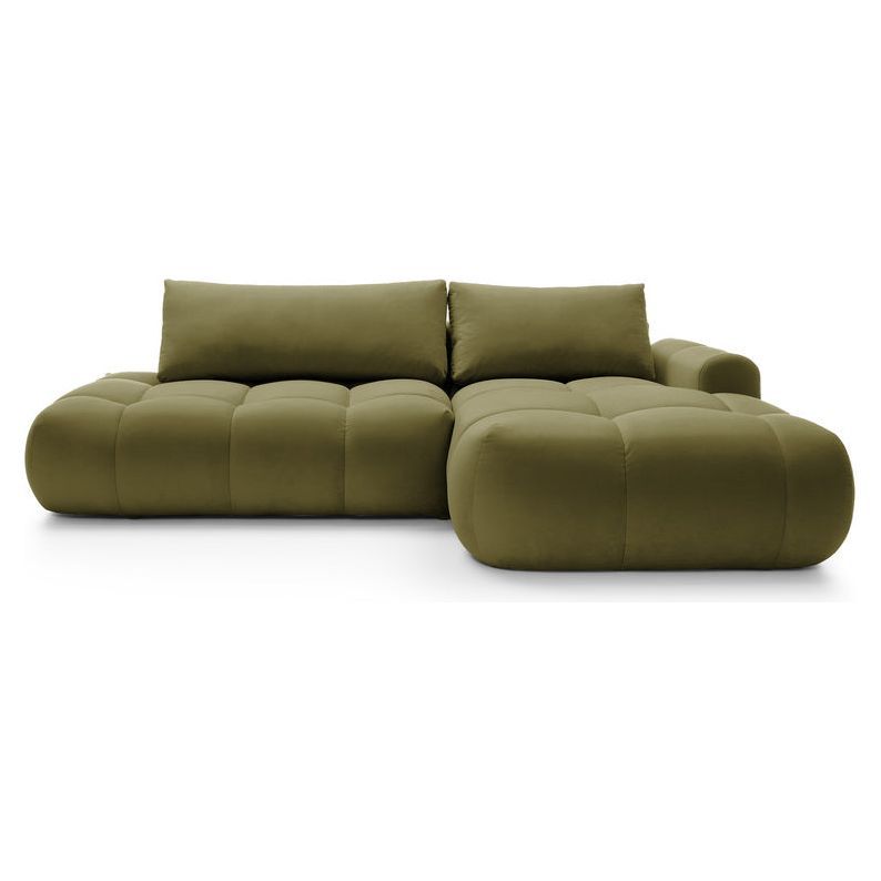 Kampinė sofa lova OMBO, dešinė, žalias aksomas
